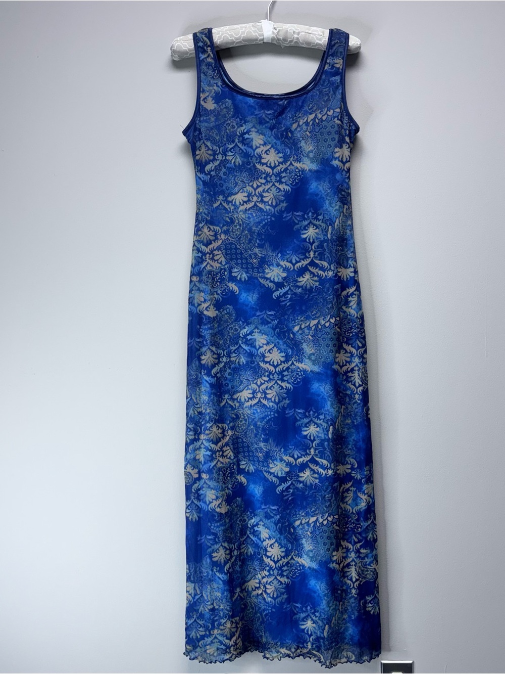 City Triangles Royal Blue Printed Scoop-Neck Maxi Dress |Y2k